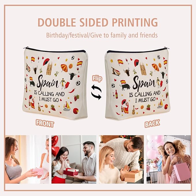 Inspired Spain Travel Gift: Perfect Small Makeup Bag Spain Is Calling And I Must Go For Teen Girl & Women Travellers.Ideal Trip Gift Cosmetic Bag For Travel, Parties, Birthdays, Christmas