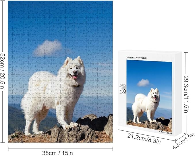 Adult Wooden Puzzle 500 Pieces - Great Pyrenees Lovers Cute Dog Theme Jigsaw Puzzles， Exquisite Art Design，for Puzzles Challengers and Enthusiasts，Puzzle Games for Children and Adults