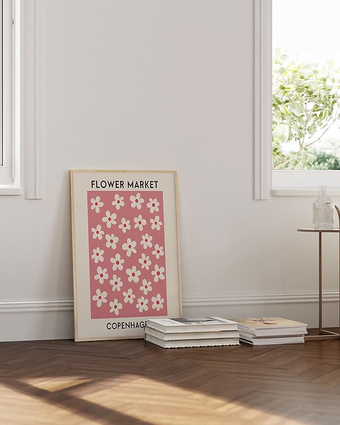 HAUS AND HUES Flower Market Poster, Danish Pastel Floral Wall Art, Aesthetic Flower Prints, Pastel Room Decor (Unframed, 24" x 36")