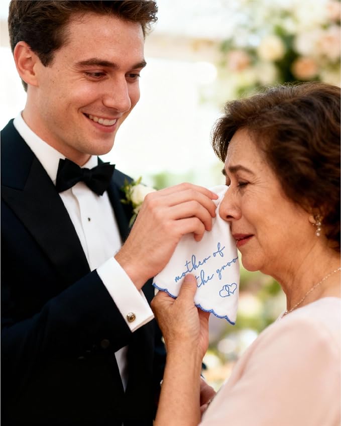 Bride Squad Wedding Handkerchief | Gifts for Mother Of The Bride & Mother Of The Groom | Something Blue for the Wedding Day