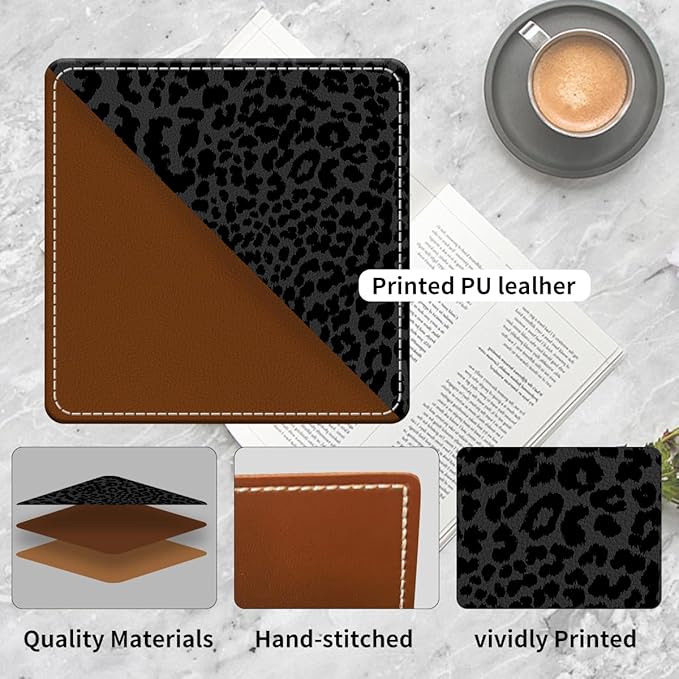 Cute Leather Bookmarks, Fun Triangle Making Corner Bookmark, Book Accessories for Reading Book Lovers, Unbreakable Page Markers for Women Men Luxury Black Leopard