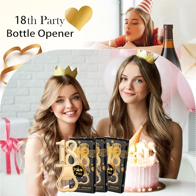 24 Packs of 18th Party Favors Bottle Openers for Birthday Anniversary and Wedding Guests Perfect Souvenirs with Gift Boxes and Decorations for Adults