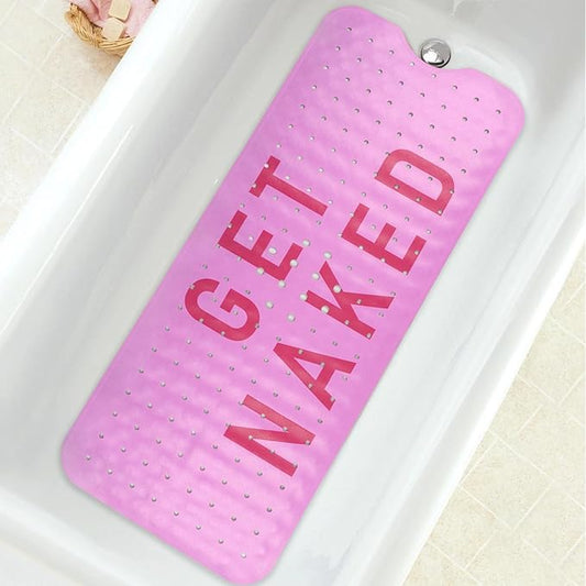 Bathtub Mat Non Slip, Get Naked Extra Long Bath tub Mat Shower Floor Mat with Suction Cups and Drain Holes for Adults Kids Elderly 40 X 16 Inch