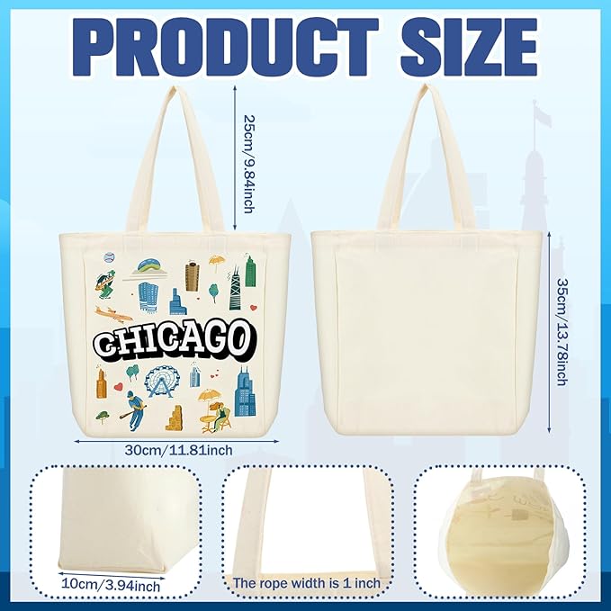 Large Canvas Tote Bags Decorative Themed City Souvenir Gift Bags with Handle Shopping Basket Reusable