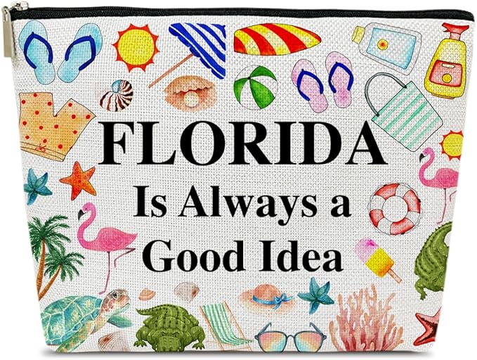 Florida Travel Makeup Bag, Florida Girl Gift, Travel Vacation Gift Pouch, Trip Souvenirs, Travelling Lover Cosmetic Bag for Purse