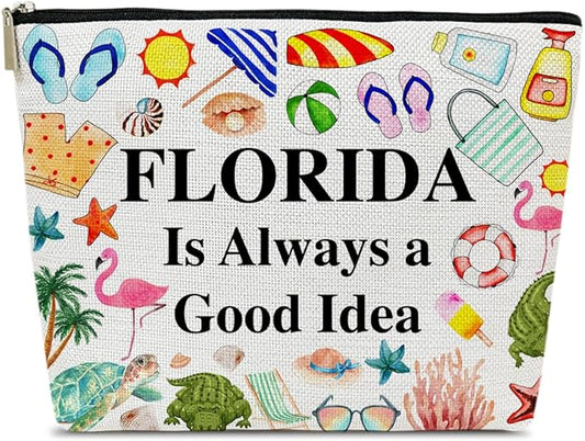 Florida Travel Makeup Bag, Florida Girl Gift, Travel Vacation Gift Pouch, Trip Souvenirs, Travelling Lover Cosmetic Bag for Purse