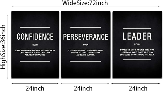 Inspirational Wall Art Office Decor Motivational Wall Art Canvas Prints Entrepreneur Bundle Set 3 Pieces Inspirational Grind Hustle Success Execution (72" W x 36"H, CPL)