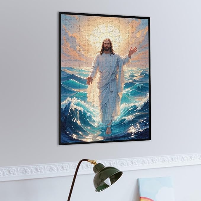 Jigsaw Puzzles for Adults 500 Piece - Jesus Walk On Sea Wooden Puzzle，Unique Gifts for Wall Art ，Family Puzzles，Educational Games，Challenge Puzzles Puzzle Games
