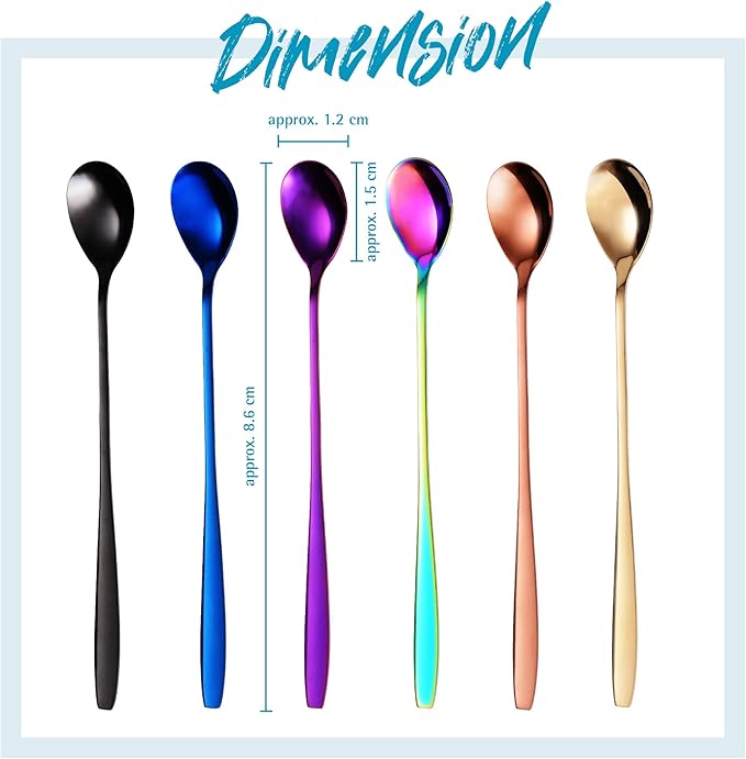 GRÄWE Macchiato Ice Cream Spoon and Latte Stainless Steel Long Spoon Ideal for Coffee, Desserts and Ice Tea, Dishwasher Safe, Multi-Coloured