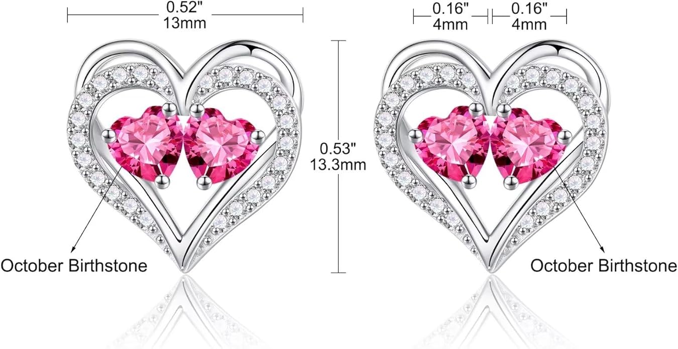 Iefil Valentines Day Gifts for Her - 925 Sterling Silver Birthstone Earrings, Anniversary Birthday Gifts for Women Wife Girlfriend Mom