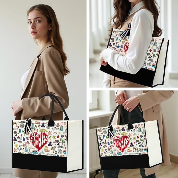 Boston Dallas Washington DC San Francisco Los Angeles China Travel Tote Bag Makeup Bag Set
