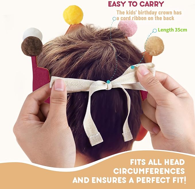 Reusable Birthday Crown with Numbers,Kids Birthday Hat Fabric Crown Pertain Kids Boy Toddler Girl Baby Bday Hats