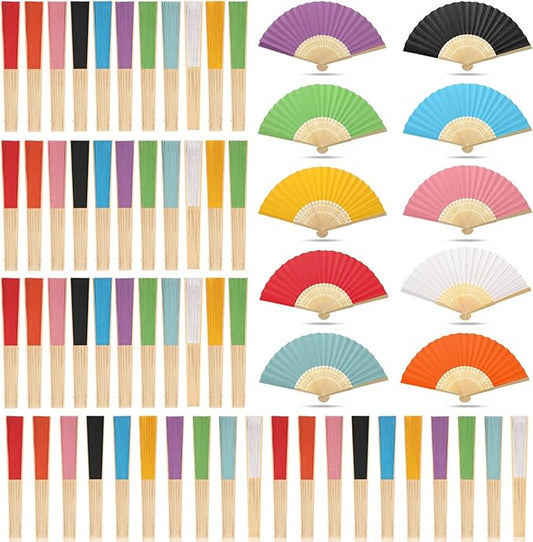 Yinkin 160 Pack Folding Fans Bamboo Handheld Folded Craft Hand Japanese Chinese Fans for Weddings Bridal Dancing Church DIY Decoration Women Kids Gift Party Favors (Multi Colors)