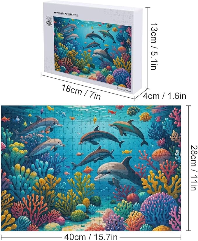 Wooden Puzzle - Sea World Wooden Puzzles for Adults 300 Pieces Challenge Puzzles，Educational Games，Family Puzzles，Unique Gifts for Wall Art ，Funny Puzzles
