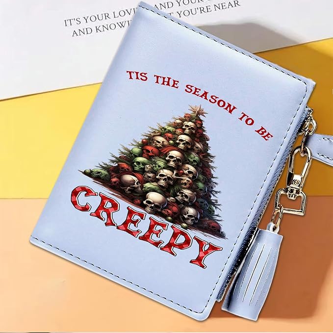 GEEAD Custom Design Small Wallets for Women Bifold Slim Coin Purse Zipper ID Card Holder for Christmas