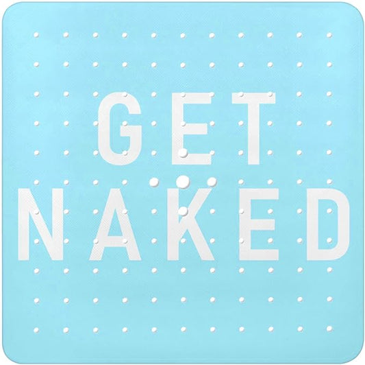 Bathtub Mat Non Slip, Get Naked Square Bath tub Mat Shower Floor Mat with Suction Cups for Adults Kids Elderly 21 X 21 Inch
