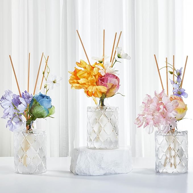 Chloefu Lan Rose Reéd Diffuser Set 6.7oz (200ml) with 9 Sticks, Oud Scent Diffusers for Home, Pink Flowers Reéd Diffuser Sticks, Scentsy Home Fragrance, Scented Oils, Office & Bathroom Décor