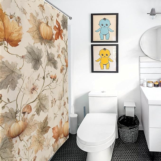 Fall Pumpkin Autumn Thanksgiving Shower Curtain Waterproof Washable Fabric Bathroom Shower Curtains for Bathroom Decorations Home Indoor Decor 56x72Inch