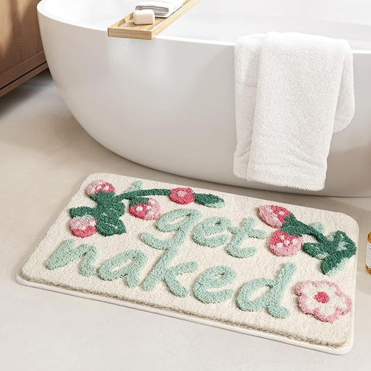 Ankah Get Naked Bath Mats, Rude Swear Words Unique Funky Cute Bathroom Rugs, Non Slip Rubber Backed Machine Washable, Cool Shag Absorbent Bath Rug for You Home, 17.32" x 29.92" (get Naked)