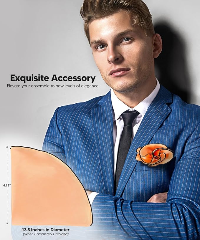Premium Pre-Folded Four-Point Suit Pocket Square for Men with Sewn Pocket Fold