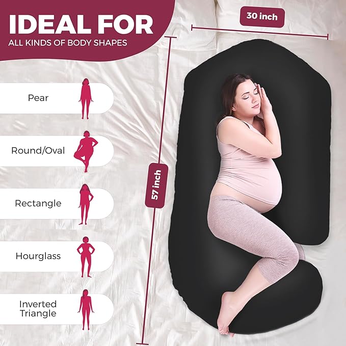 PILLANI Pregnancy Pillows for Sleeping - V C U Shaped Full Body Pillow with Removable Cover, 57inch Cooling Maternity Pillow for Pregnant Women, Support for Back Belly Legs Hip - Pregnancy Must Haves