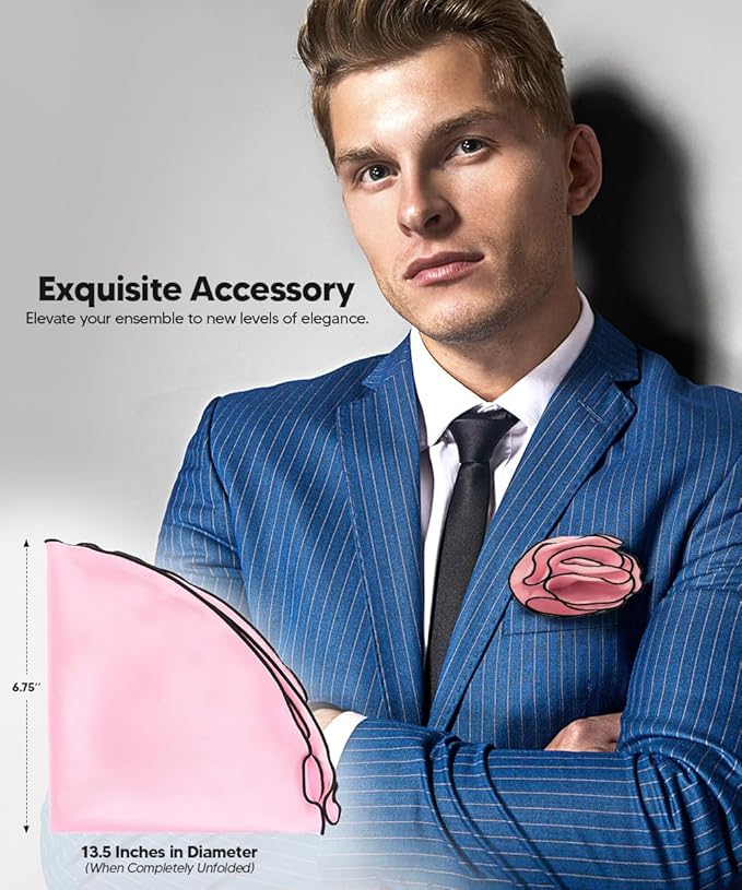 Premium Pre-Folded Four-Point Suit Pocket Square for Men with Sewn Pocket Fold