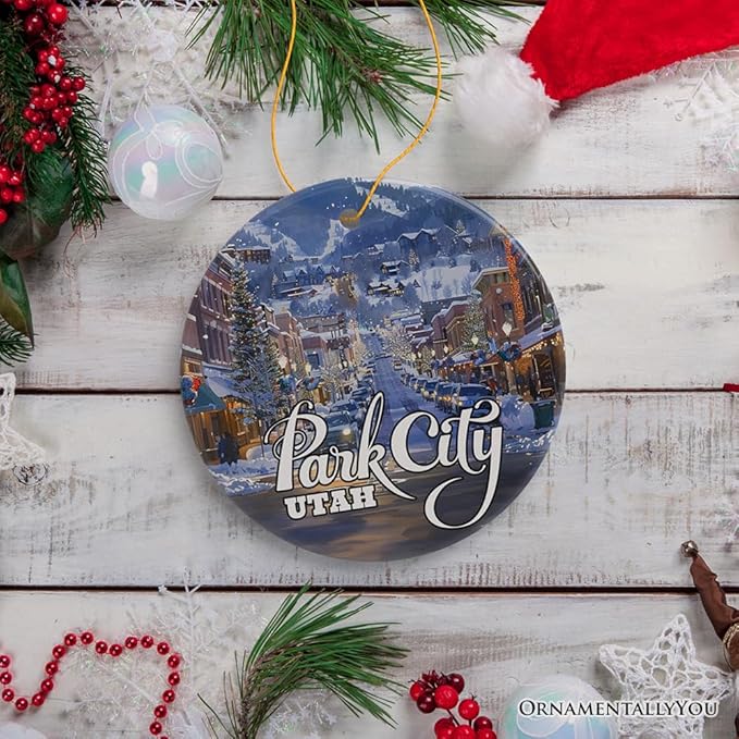 Culturally Artistic Park City Ceramic Ornament, Utah Picturesque Mountain Town Christmas Souvenir (Version 1)