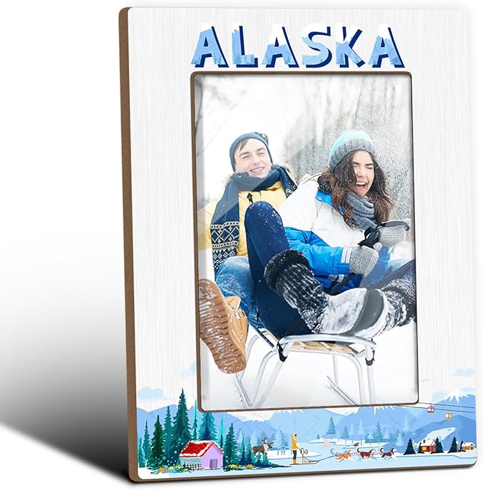 Alaska Picture Frame, Alaska Souvenirs, Tabletop Photo Frame for Honeymoon Vacation, Wedding, Family Vacations, Engagement, Cruise, Home Office Living Room Table Decorative Supplies-18