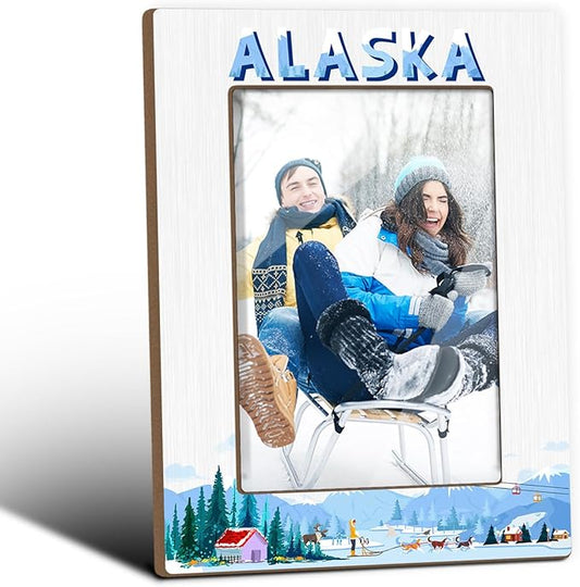 Alaska Picture Frame, Alaska Souvenirs, Tabletop Photo Frame for Honeymoon Vacation, Wedding, Family Vacations, Engagement, Cruise, Home Office Living Room Table Decorative Supplies-18