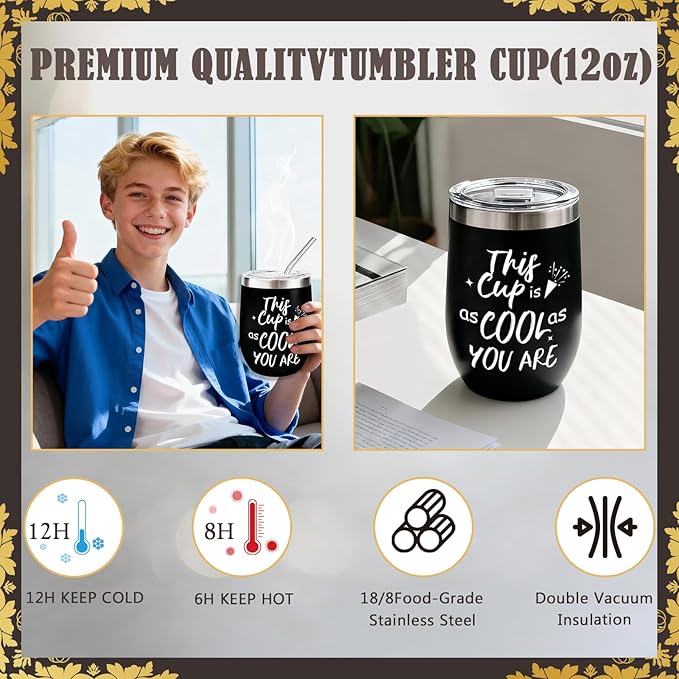 Teenage Boy Gifts,Unusual Ideas Birthday Gifts For Boys with 12 Oz Tumbler, Funny Socks,Birthday Card, Bracelet, Keychain,Best Gifts for Boys Son Grandson Nephew Friend