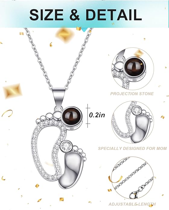 SUPHELPU Personalized Mother's Day Gifts for Mom From Daughter - Custom Photo Necklace With Picture Inside - Projection Necklace for Mom - Memorial Gift