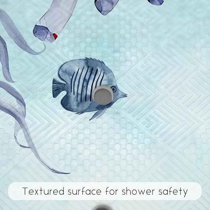 Bathtub Mat Non Slip, Turtle Square Bath tub Mat Shower Floor Mat with Suction Cups for Adults Kids Elderly 21 X 21 Inch