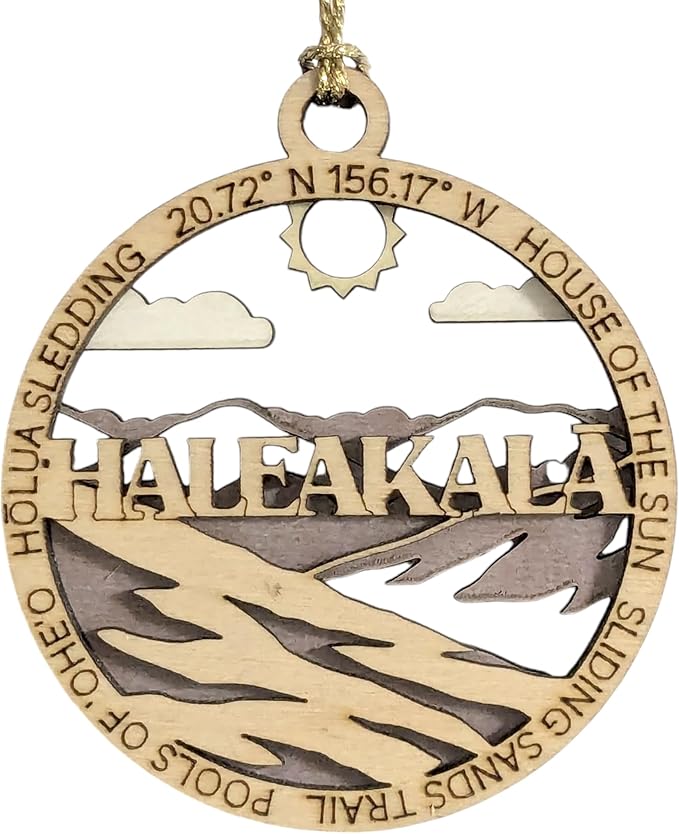 Haleakala National Park "House of the Sun" Scene, 3" Laser Cut Wood Ornament - Handmade Christmas Decor, Small Business USA Made