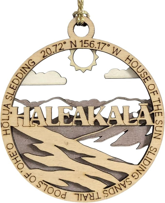 Haleakala National Park "House of the Sun" Scene, 3" Laser Cut Wood Ornament - Handmade Christmas Decor, Small Business USA Made