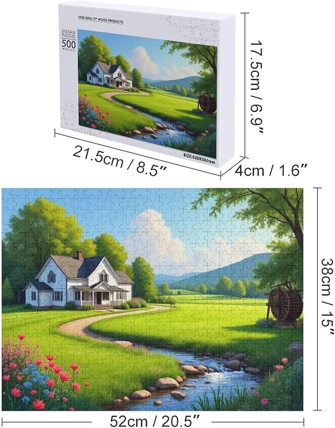 Manor and Farm - 500 Piece Jigsaw Puzzles for Adults，Stress Relieving Game Props Positive Thinking Puzzles Party Entertainment Puzzles for Adults and Teens Toy
