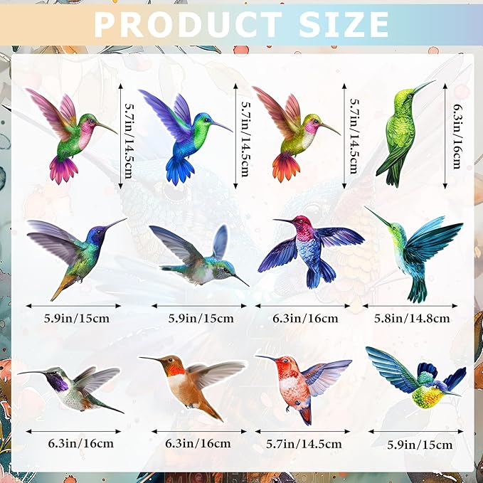 Xuhal 12 Pcs Cute Fridge Magnets Car Magnetic Sticker Refrigerator Magnets Fridge Decorations for Office Home Whiteboard Car Summer Decor(Hummingbird)