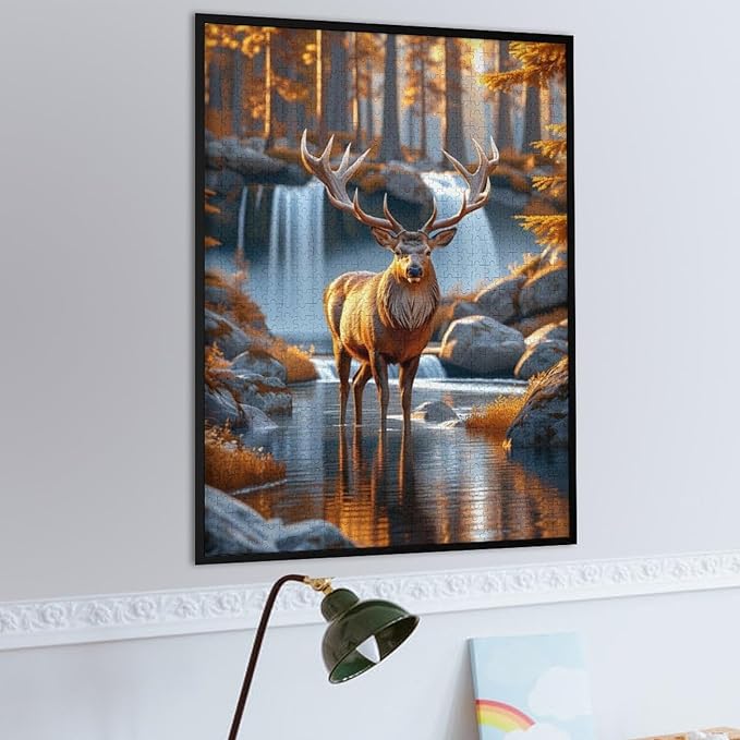 Wooden Puzzle - Creek Elk Jigsaw Puzzles，Wooden Puzzles for Adults 1000 Pieces Challenge Puzzles，Educational Games，Family Puzzles，Unique Gifts for Wall Art