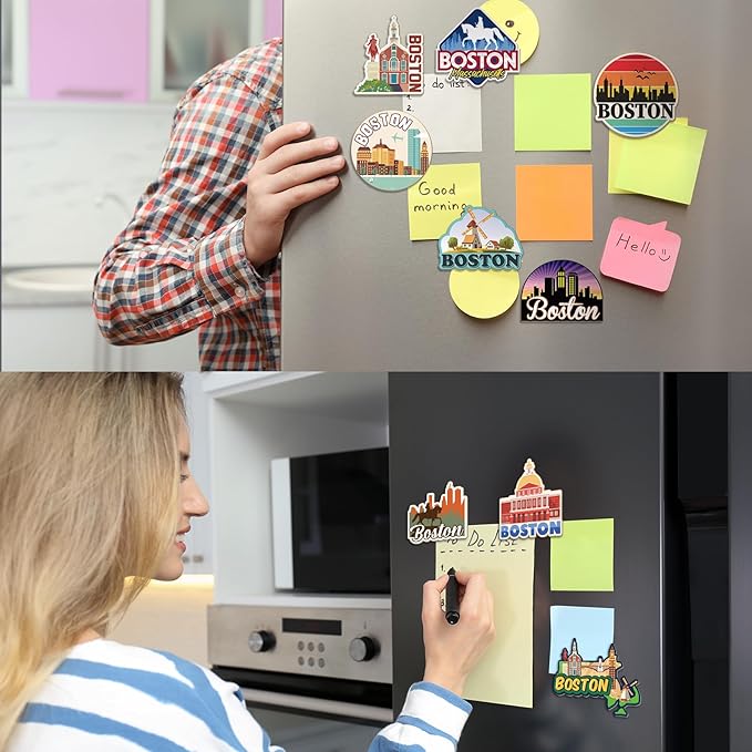 18 Pcs Boston Fridge Magnet Magnetic City Refrigerator Stickers Metal Boston Magnet Souvenirs Gifts Refrigerator Magnets Home Decoration Accessories