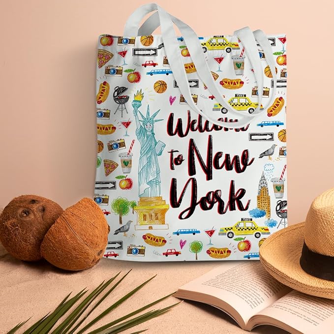 Jeilink New York Souvenirs and Gifts Beach Weekender Tote Travel Reusable Grocery Bags Girls Trip