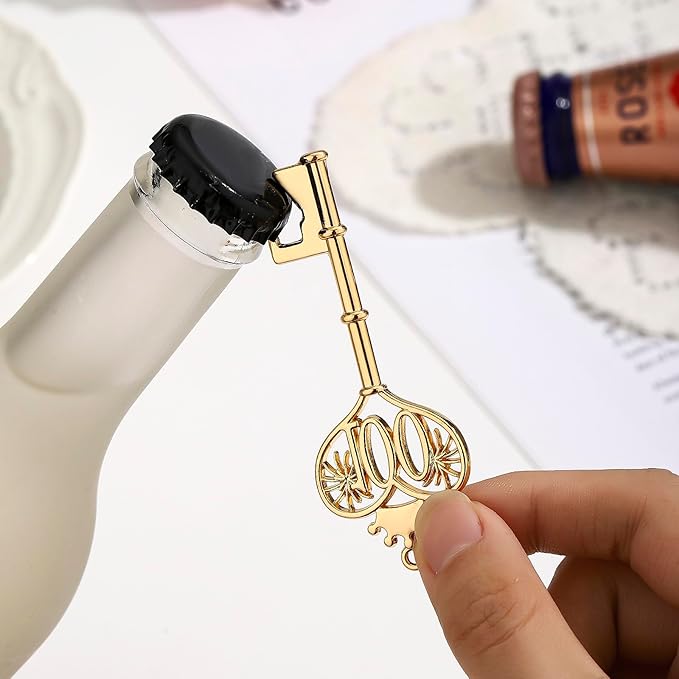 48PCS 100th Birthday Bottle Opener 100 Souvenir Party Supplies Key Opener 100th Baby Birthday Return Gifts Wedding 100th Anniversary Party Decor(48,100th opener)