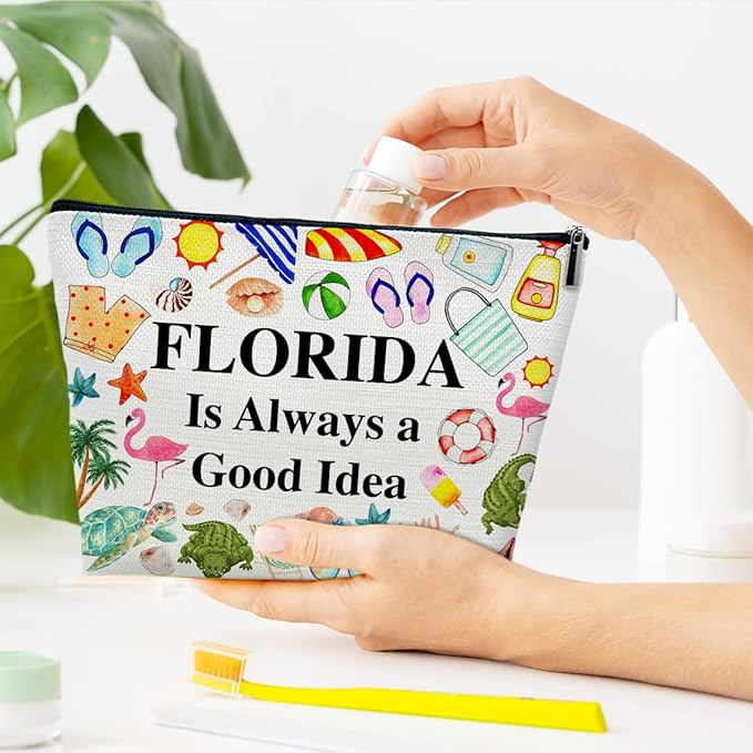 Florida Travel Makeup Bag, Florida Girl Gift, Travel Vacation Gift Pouch, Trip Souvenirs, Travelling Lover Cosmetic Bag for Purse