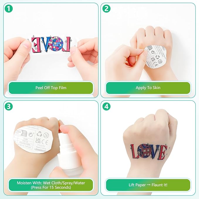 Rock and Roll Temporary Tattoos for Women Teens, Y2K 90s Music Party Favors, Waterproof Fake Tattoo Stickers with Guitar Skull Cassette Graffiti Designs for Concert Festival Rave Accessories