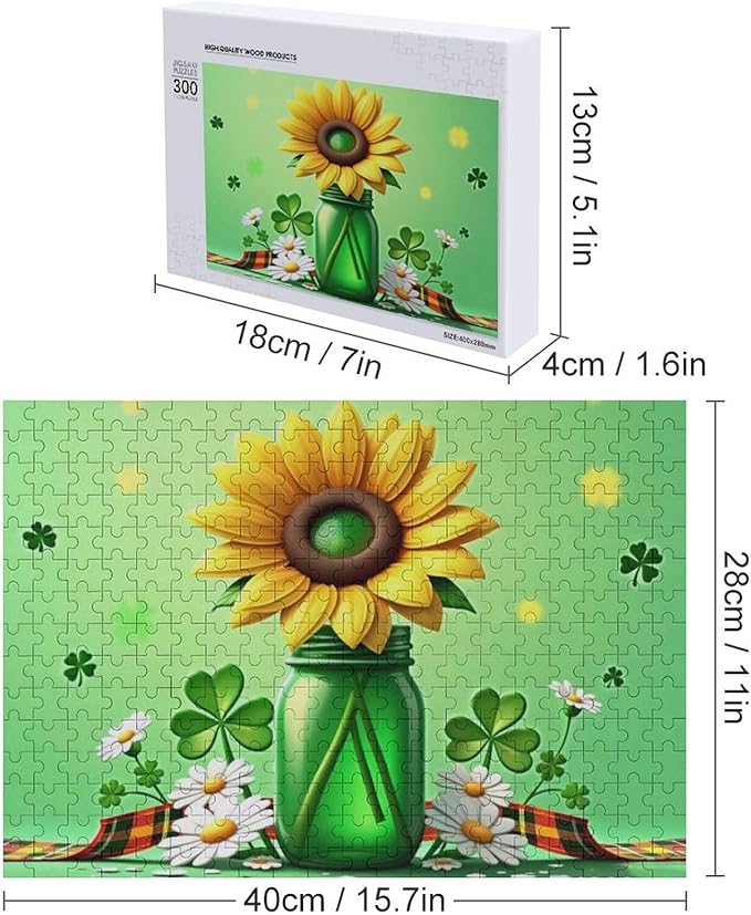Wooden Puzzle - St Patrick's Day Gnome Wooden Puzzles for Adults 300 Pieces Challenge Puzzles，Educational Games，Family Puzzles，Unique Gifts for Wall Art ，Funny Puzzles