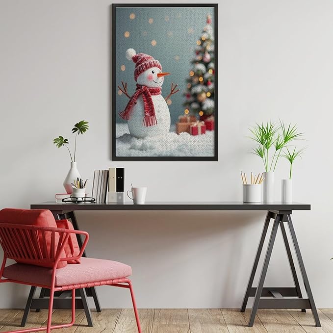 Wooden Puzzles for Adults 1000 Pieces, Christmas Winter Snowman, Each Piece is Unique and Perfectly Put Together, are Special Home Decorations, Fun Puzzles, Party Games, Family Toys