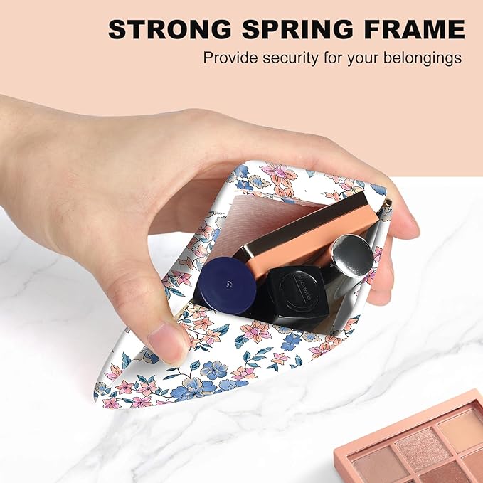 2Pcs PU Leather Small Squeeze Coin Purse Pouch Mini coin Bag Unique And Cute Wallet Cosmetic Bags Change Bag For Women Girls Men （Blue and white flowers