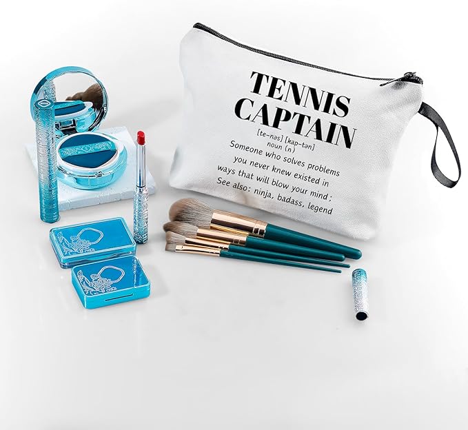 Tennis Captain Appreciation Thank You Funny Birthday Farewell Gifts Accessories for Women Girls Lover Team Female Coworker Friend Small Makeup Cosmetic Bag Christmas