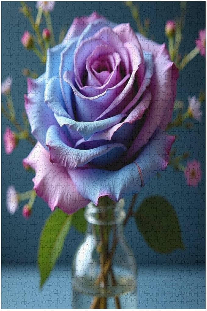 Wooden Puzzles 1000 Piece，Colored Rose Themed Jigsaw Puzzles，Funny Puzzles，Stress Relief Games，Puzzle Games Challenge Puzzles，Educational Games