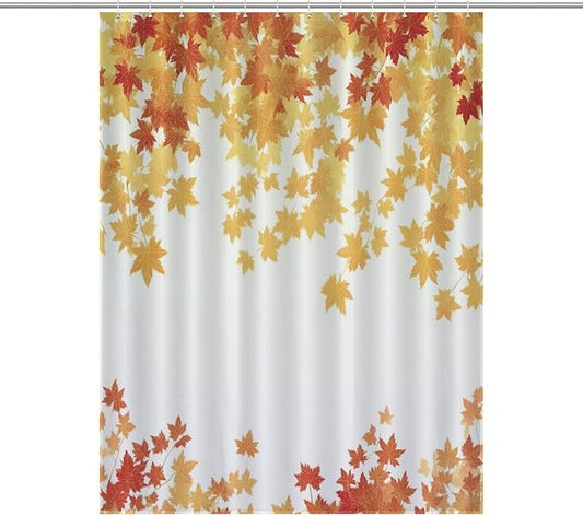 Fall Maple Shower Curtain Leaves Autumn Natural Scenery Havest Famhouse Waterproof Washable Fabric Bathroom Shower Curtains for Bathroom Decorations Home Indoor Decor 53x72Inch