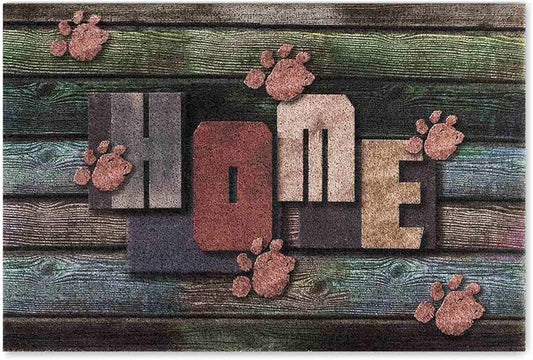 Darkyazi Colorful Doormats Entrance Front Door Rug Funny Outdoors/Indoor/Bathroom/Kitchen/Bedroom/Entryway Floor Mats，Non-Slip Polyvinyl Chloride (24"×16", Home Dog Paw)
