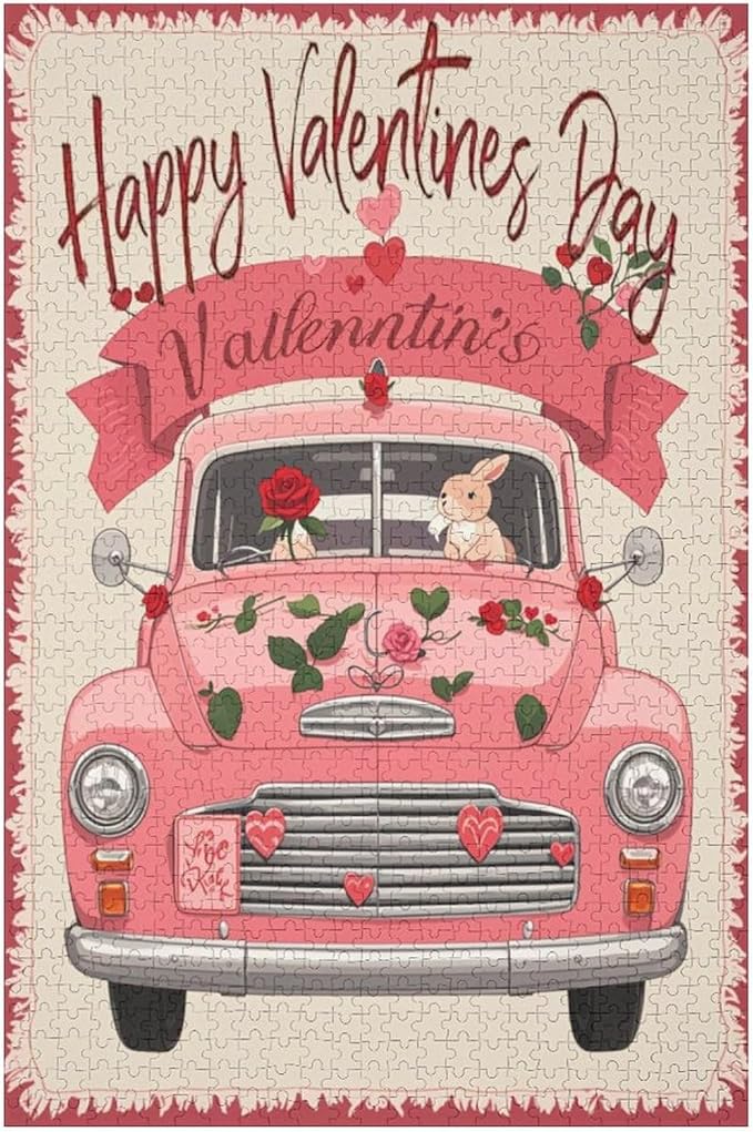 Jigsaw Puzzles for Adults 1000 Piece - Happy Valentine's Day Wooden Puzzle，Unique Gifts for Wall Art ，Family Puzzles，Educational Games，Challenge Puzzles Puzzle Games